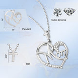 Mom Swirl Heart  Pendant with Cubic  Zirconia Accents and  Cross