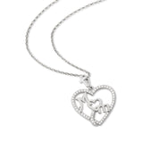 Mom Outline Heart  Pendant with Cubic  Zirconia Accents and  Cross