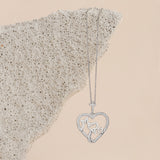 Mom Outline Heart  Pendant with Cubic  Zirconia Accents and  Cross