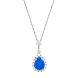 Teardrop Blue Opal with CZ Accents