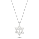 Star of David with Cross Sterling Silver Necklace with 18" Sterling Silver Chain