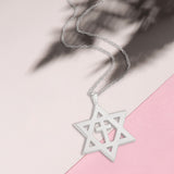 Star of David with Cross Sterling Silver Necklace with 18" Sterling Silver Chain