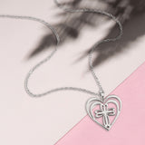 Radiant Heart with Cross Sterling Silver Necklace