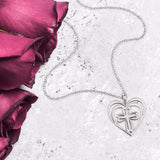 Radiant Heart with Cross Sterling Silver Necklace