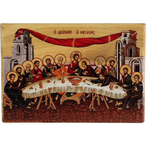 The Last Supper, Full Color Olive Wood Icon from Israel
