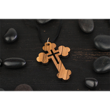 Budded Cross-in-Cross Olive Wood Necklace