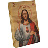 Jesus Christ Sacred Heart, Full Color Olive Wood Icon from Israel