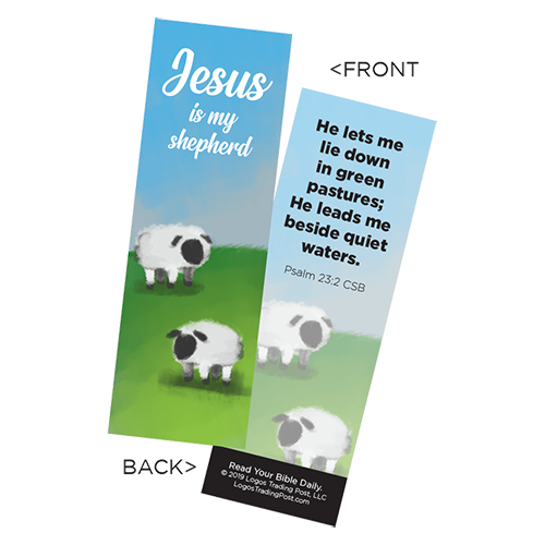 Children's Christian Bookmark, Jesus is My Shepherd, Psalm 23:2 - Pack of 25 - Christian Bookmarks