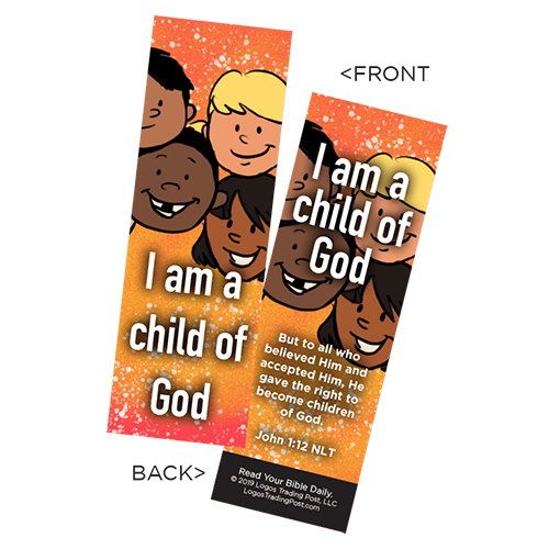Children's Christian Bookmark, I am a Child of God, John 1:12 - Pack of 25 - Christian Bookmarks