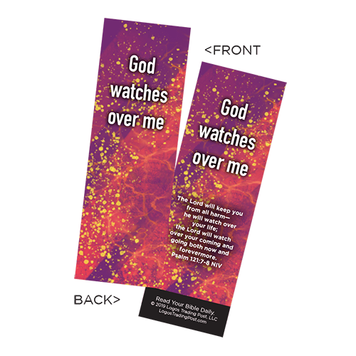 Children's Christian Bookmark, God Watches Over Me, Psalm 121:7-8 - Pack of 25 - Christian Bookmarks