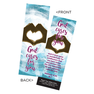 Children's Christian Bookmark, God Cares For You, Matthew 6:30 - Pack of 25 - Christian Bookmarks