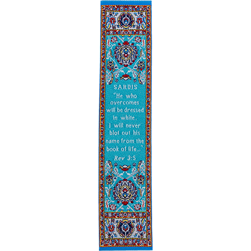 Woven Fabric Christian Bookmark: Promises of the Seven Churches of Revelations - Revelations 3:5