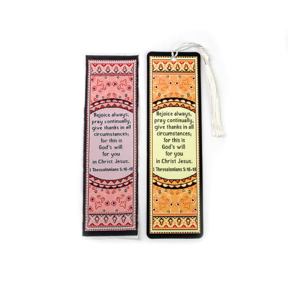 Rejoice always – 1 Thessalonians 5:16-18 Woven and Tasseled Bookmark Set