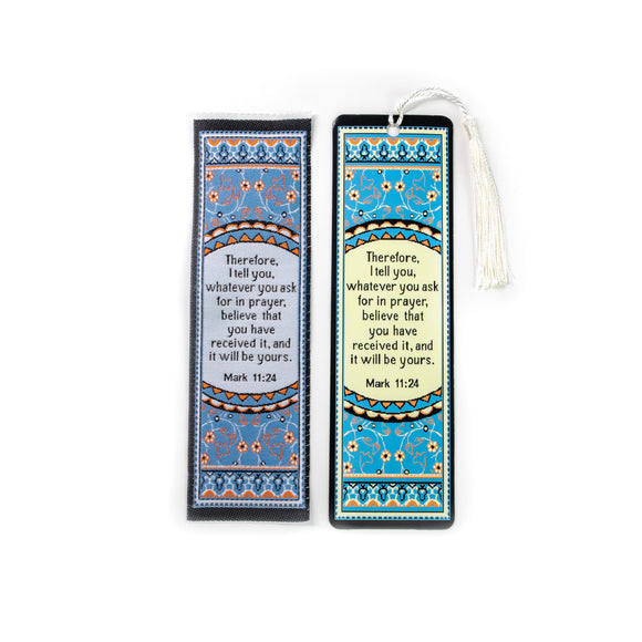 Ask in prayer – Mark 11:24 Woven and Tasseled Bookmark Set