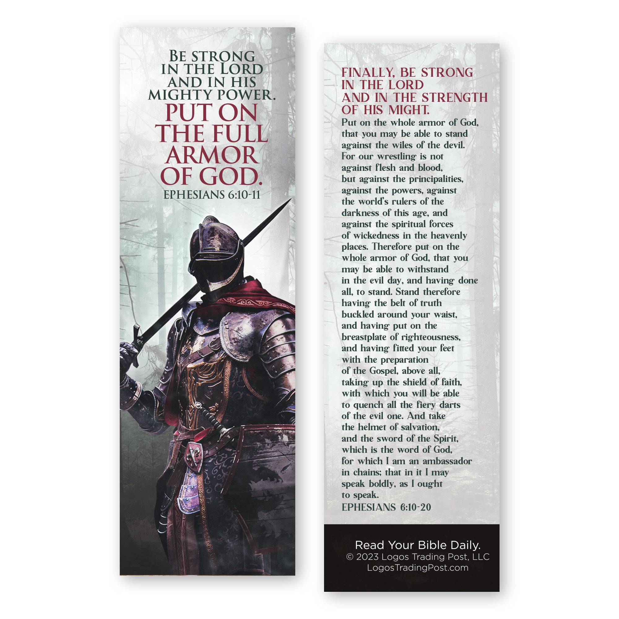 Put on the full Armor of God Bookmarks, Ephesians 6:10-11 KJV, Pack of – Logos Trading Post Wholesale for Free Printable Armor Of God Bookmarks