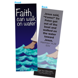 Children and Youth Bookmark, Faith Can Walk on Water, Matthew 14:29, Pack of 25, Handouts for Classroom, Sunday School, and Bible Study