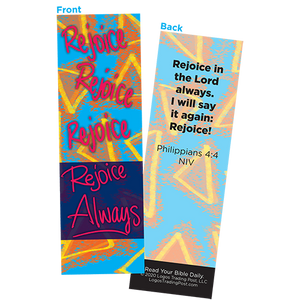 Children and Youth Bookmark, Rejoice Always, Philippians 4:4, Pack of 25, Handouts for Classroom, Sunday School, and Bible Study