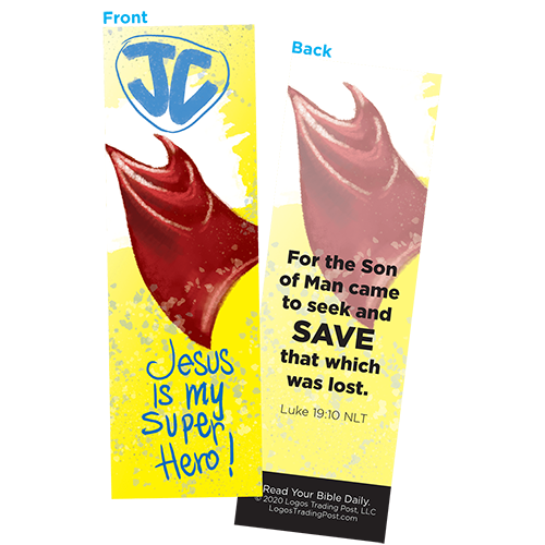 Children and Youth Bookmark, Jesus is My Superhero, Luke 19:10, Pack of 25, Handouts for Classroom, Sunday School, and Bible Study