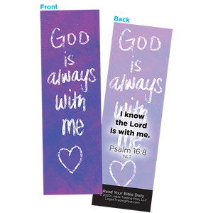 Children and Youth Bookmark, God is Always With Me, Psalm 16:8, Pack of 25, Handouts for Classroom, Sunday School, and Bible Study