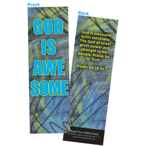 Children and Youth Bookmark, God is Awesome, Psalm 68:35, Pack of 25, Handouts for Classroom, Sunday School, and Bible Study
