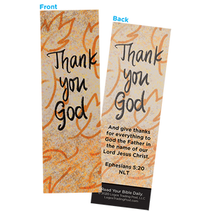 Children and Youth Bookmark, Thanksgiving, Thank You God, Ephesians 5:20, Pack of 25, Handouts for Classroom, Sunday School, and Bible Study