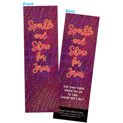 Children and Youth Bookmark, Sparkle and Shine for Jesus, Isaiah 60:1, Pack of 25, Handouts for Classroom, Sunday School, and Bible Study