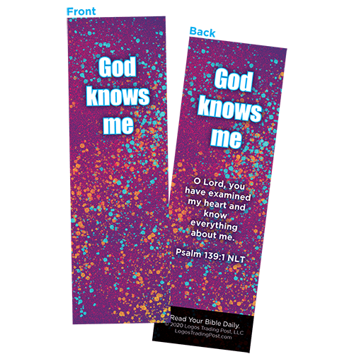 Children and Youth Bookmark, God Knows Me, Psalm 139:1, Pack of 25, Handouts for Classroom, Sunday School, and Bible Study