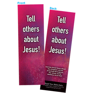 Children and Youth Bookmark, Tell Others About Jesus, Matthew 24:14, Pack of 25, Handouts for Classroom, Sunday School, and Bible Study