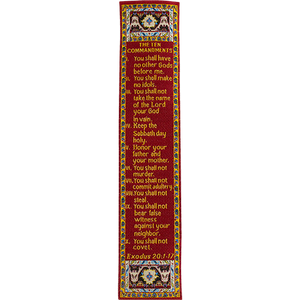 The Ten Commandments, Woven Fabric Christian Bookmark, Exodus 20:1-17,  Traditional Turkish Woven Design, Flexible Memory Verse Bookmark Gift