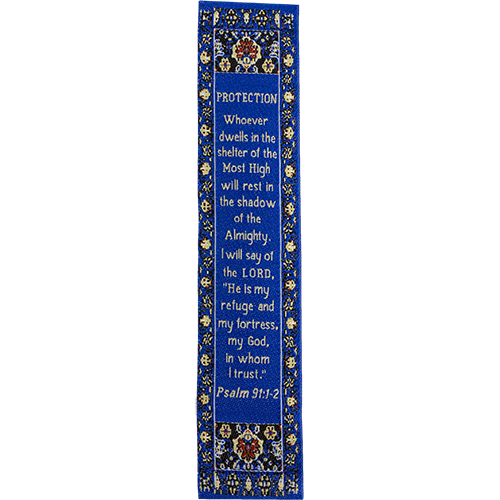Divine Protection, Woven Fabric Christian Bookmark,  Silky Soft Psalm 91:1-2 Bookmarker for Novels Books and Bibles, Traditional Turkish Woven Design, Flexible Memory Verse Bookmark Gift