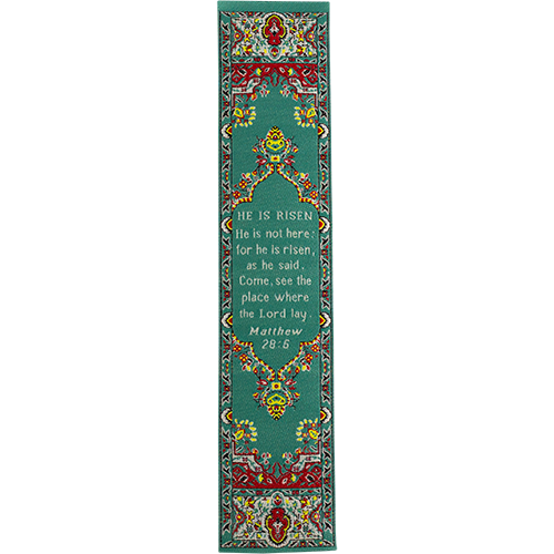 He is Risen, Woven Fabric Christian Bookmark, God's Not Dead, Silky Soft Matthew 28:5 Bookmarker for Novels Books and Bibles, Traditional Turkish Woven Design, Flexible Memory Verse Bookmark Gift
