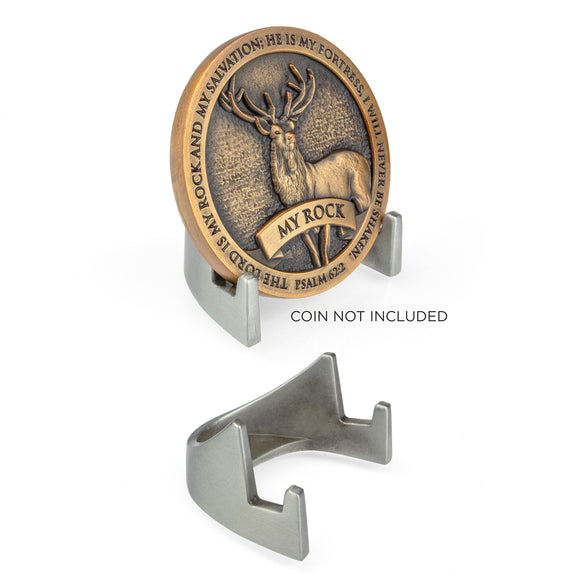 Half Easel Challenge Coin Holder Display Stand - Matte Silver