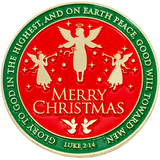 Front: Angels, with text, "Merry Christmas" / "Glory to God in the highest, and on earth peace, goodwill toward men. Luke 2:14"