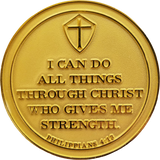 Back: "I can do all things through Christ who gives me strength. Philippians 4:13"