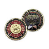 Front and back of Firefighter Appreciation Gold Plated Challenge Coin