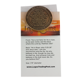 back of Resurrection of Jesus Antique Gold-Plated Religious Challenge Coin in packaging