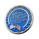 back of the Nurse Gold Plated Challenge Coin With Psalm 91 and Cura Personalis slightly tilted