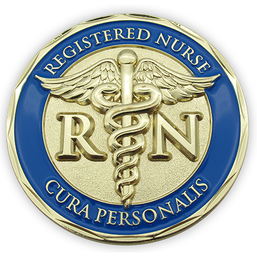 Front: registered nurse symbol with text 