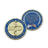 Front and back of Medical Doctor Gold Plated Challenge Coin - Psalm 91