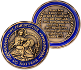 Saint Christopher Antique Gold Plated Challenge CoinFront and back of 