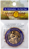 Front of Saint Christopher Antique Gold Plated Challenge Coin in packaging