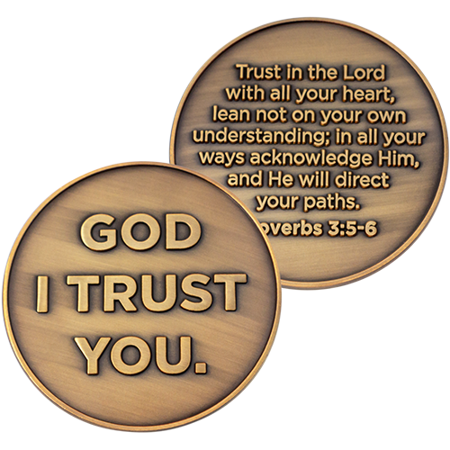 God I Trust You Christian Antique Gold Plated Challenge Coin front and back of the coin