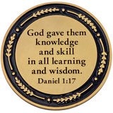 Back: Text, "God gave them knowledge and skill in all learning and wisdom. Daniel 1:17"