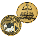 Front and back of Pastor Appreciation Antique Gold Plated Prayer Coin