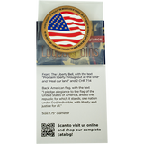 back of Pledge of Allegiance Antique Gold Plated Coin in packaging