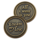 Front and Back of You Are My Love Romantic Love Expression Antique Gold Plated Coin