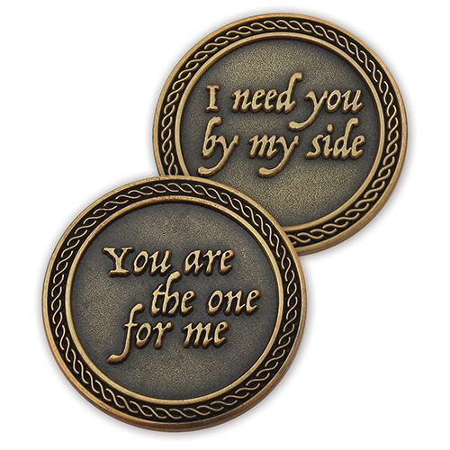 Front and back of You Are The One For Me Romantic Love Expression Antique Gold Plated Coins