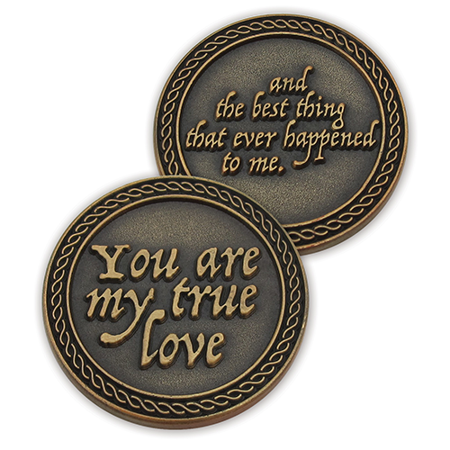 Front and back of You Are My True Love Romantic Love Expression Antique Gold Plated Coins