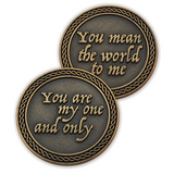 Front and back of "You Are My One and Only" Romantic Love Expression Antique Gold Plated Coins