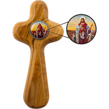 Good Shepherd Confirmation - Medium Deluxe Comfort Cross in Gift Box with enlarged medallion view